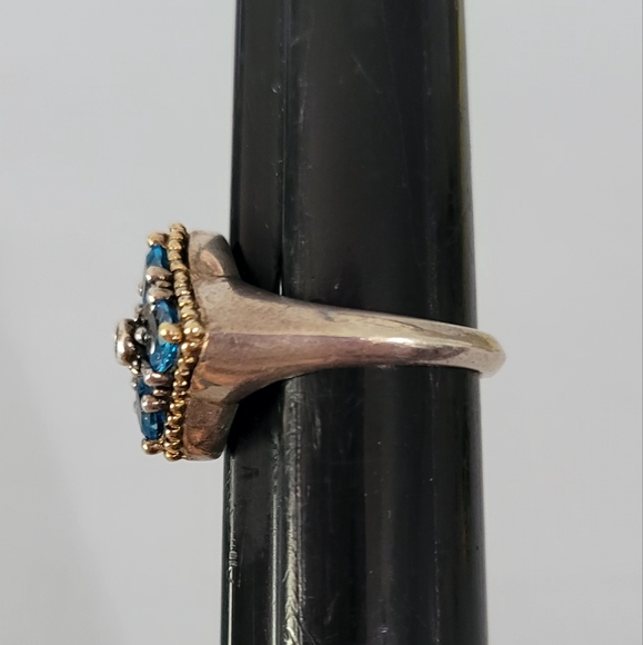 LAGOS Caviar Two-Tone Blue Topaz Diamond Ring 7 - Picture 2 of 6